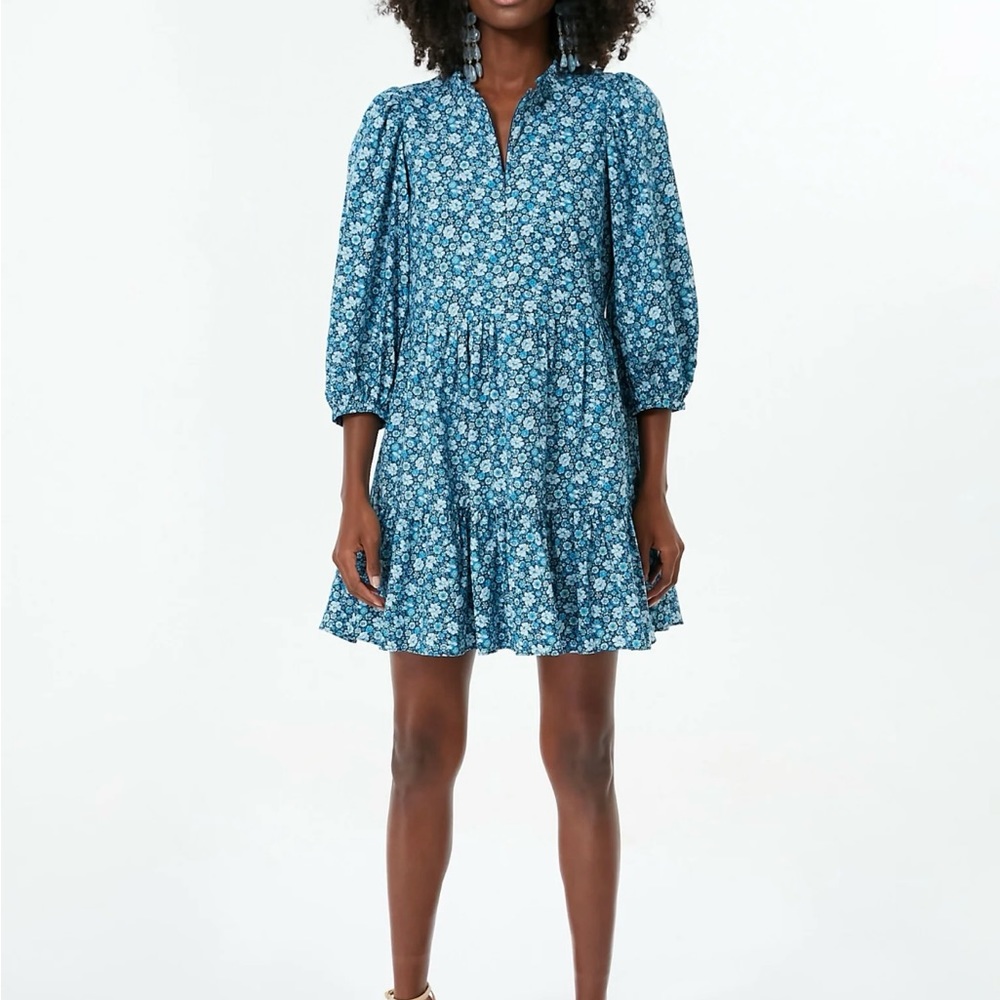 Hyacinth House Blue Zip Flora Mini Dress